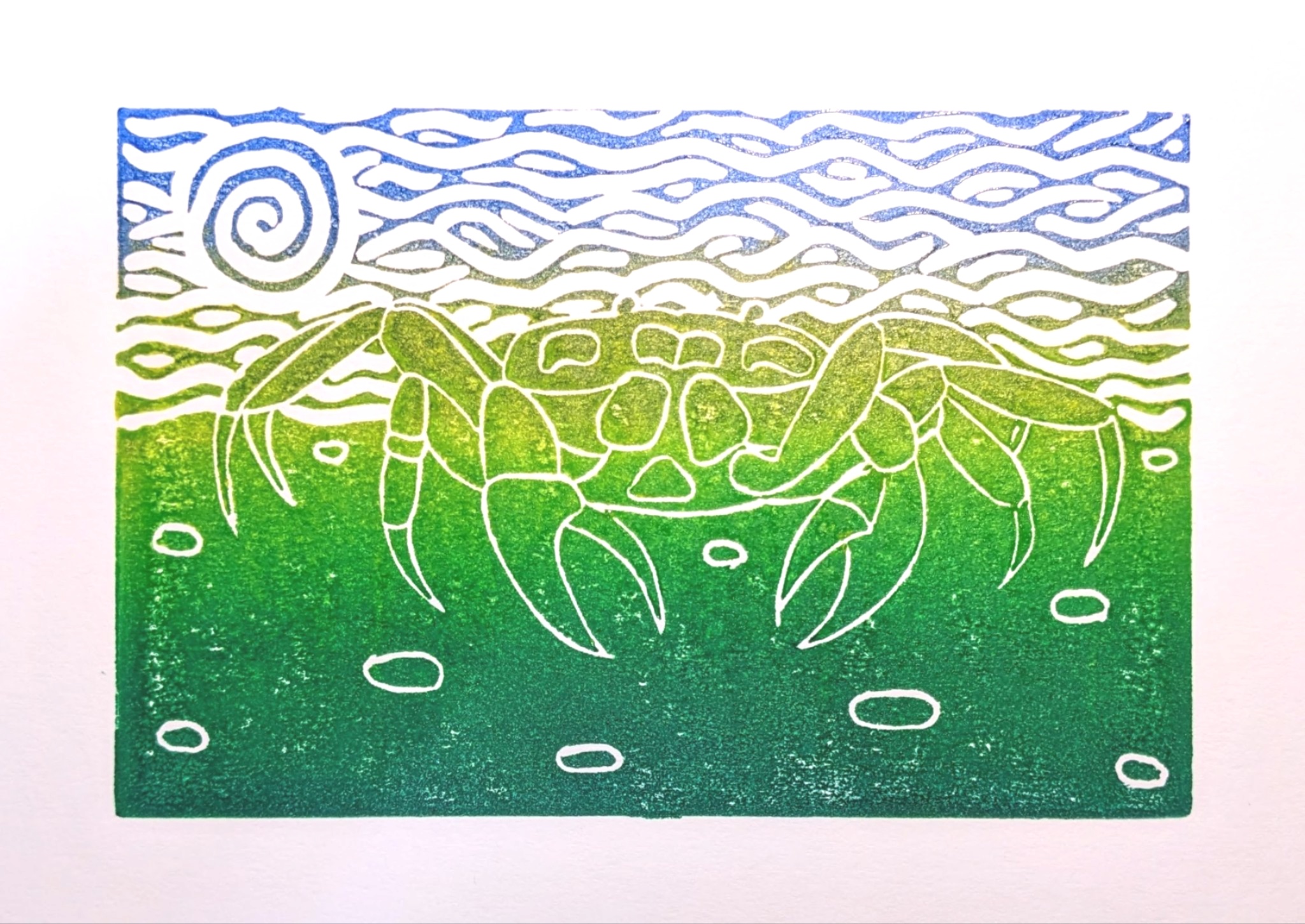 Crab, linocut print