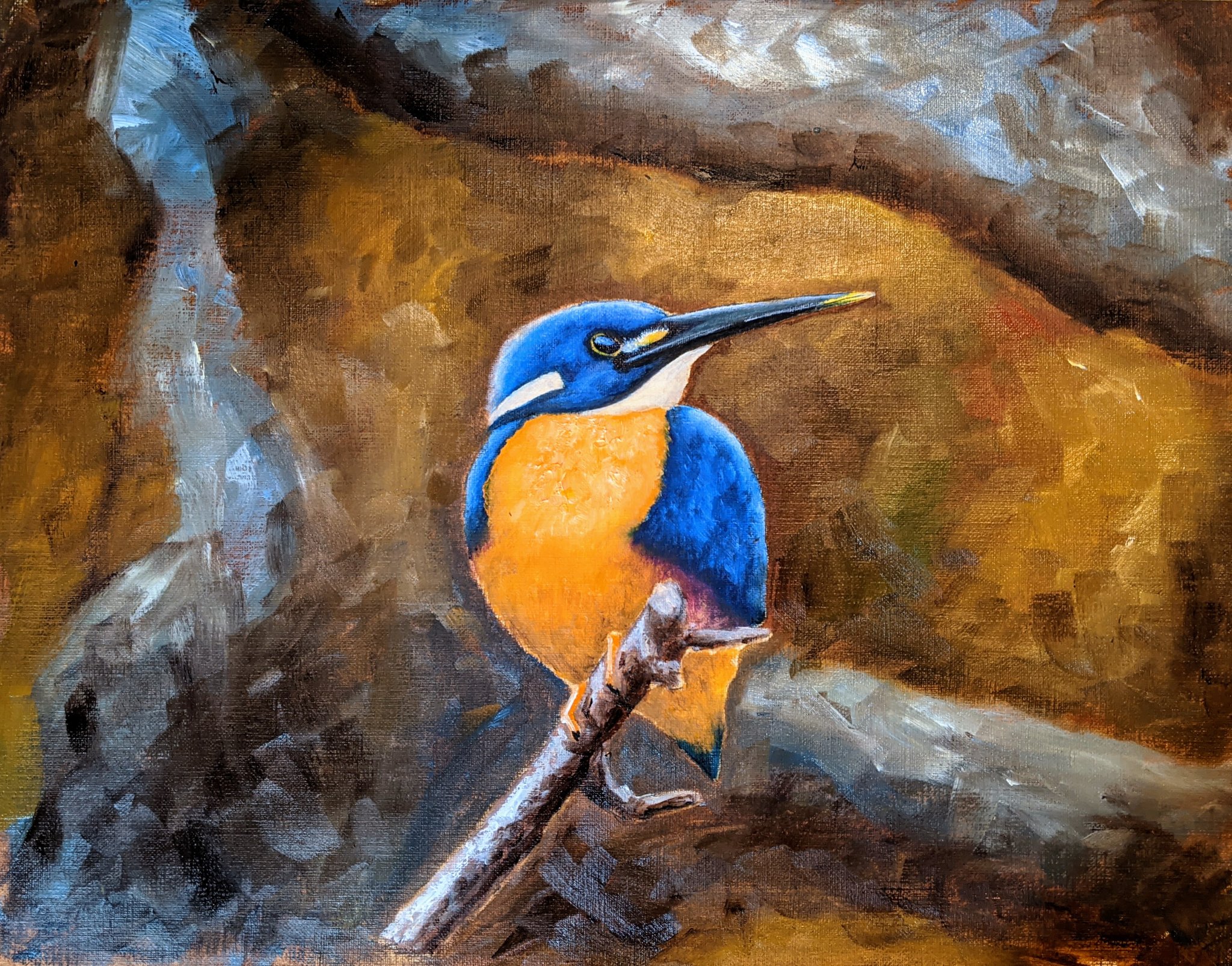 Kingfisher, oil on canvas