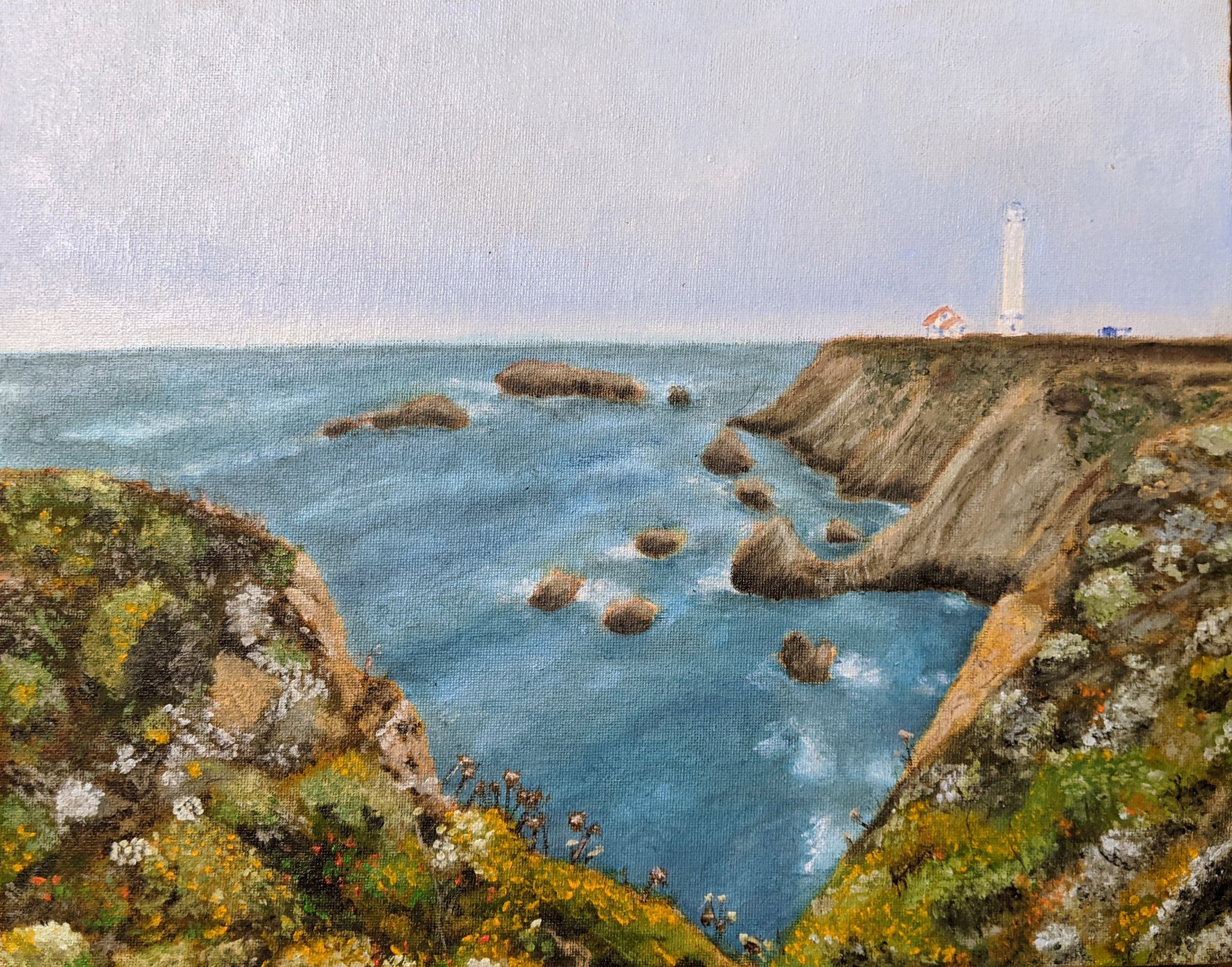 Point Arena Lighthouse, oil on canvas