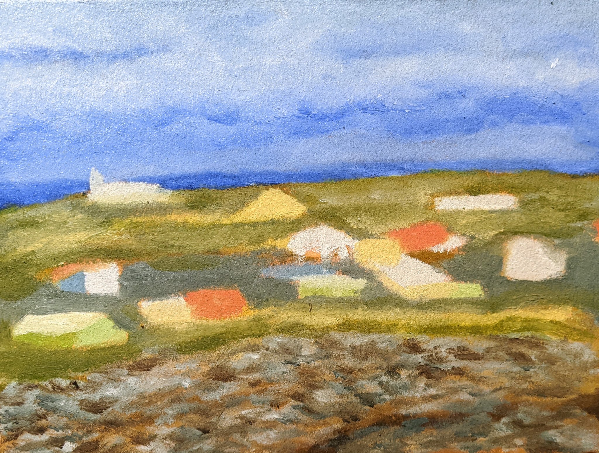 Coastal Village, oil on canvas
