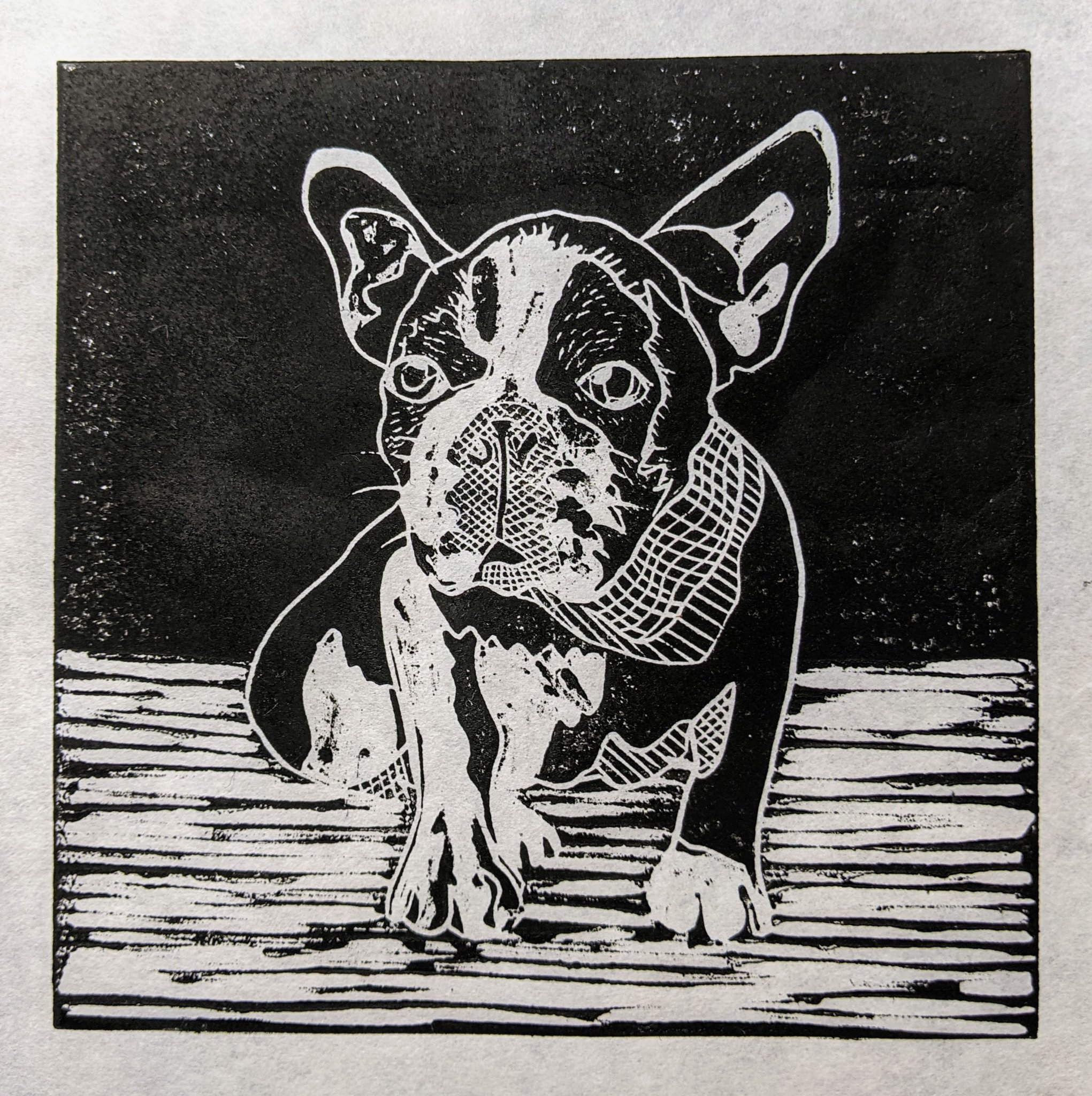 Dog, linocut print