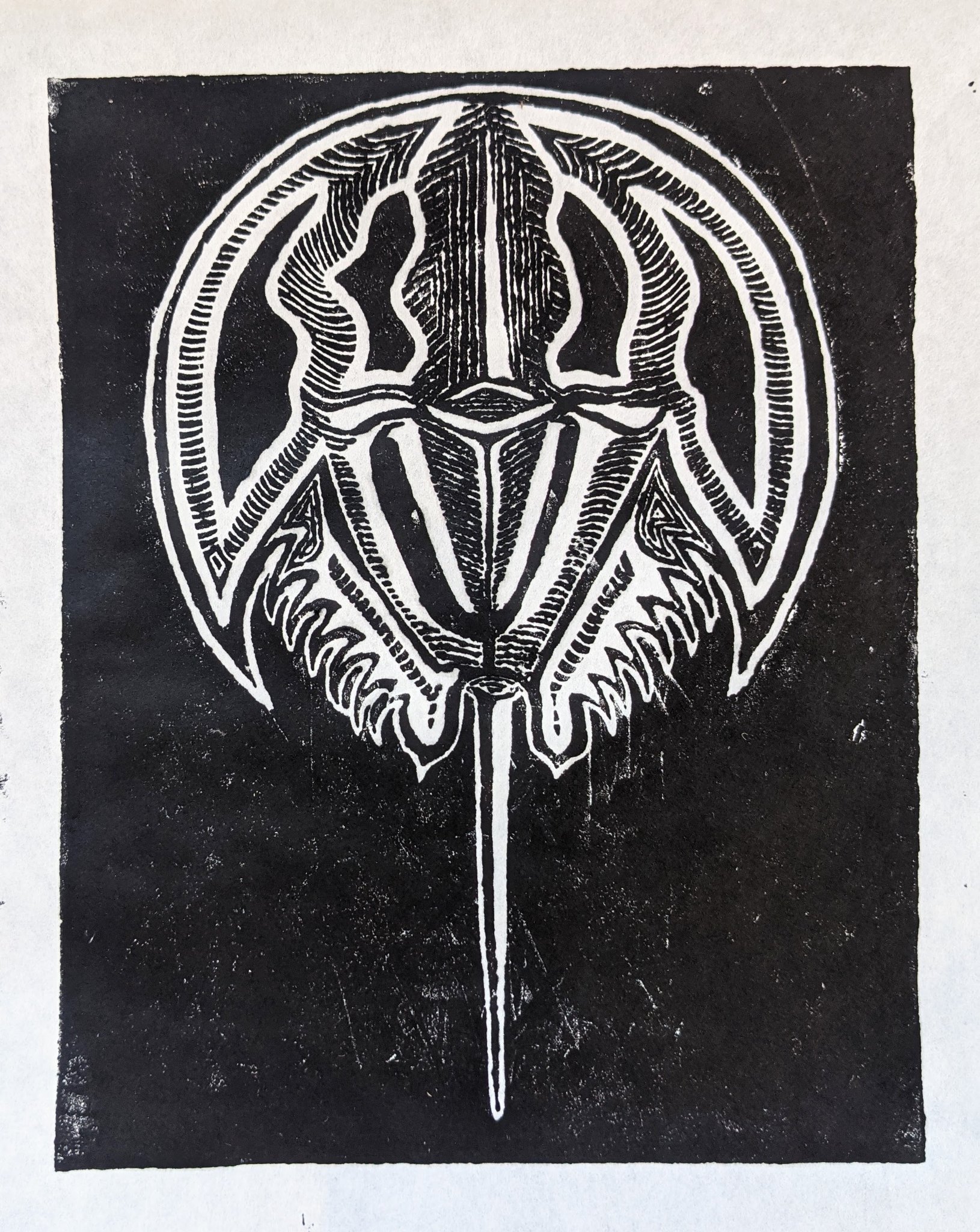 Horseshoe Crab, linocut print