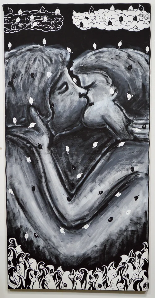 modern love, gesso on canvas